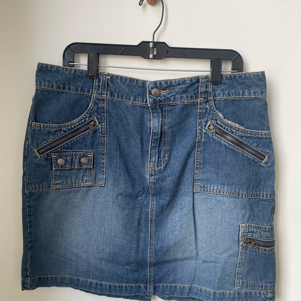 Vintage Y2K Denim natural fibers zipper mini functional statement pockets